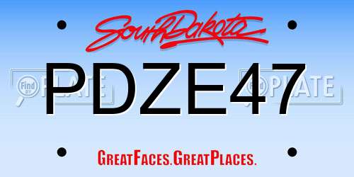 PDZE47 South Dakota License Plate