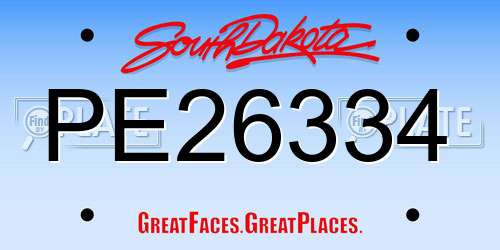 PE26334 South Dakota License Plate