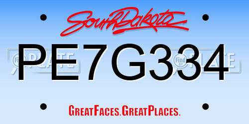 PE7G334 South Dakota License Plate