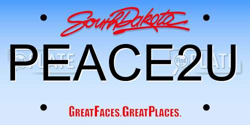 PEACE2U South Dakota License Plate