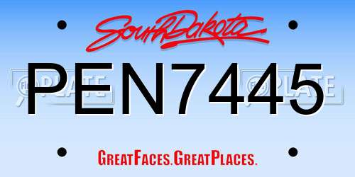 PEN7445 South Dakota License Plate
