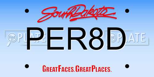 PER8D South Dakota License Plate