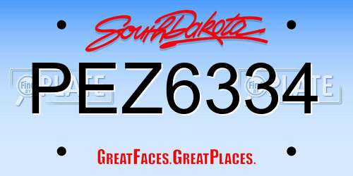 PEZ6334 South Dakota License Plate