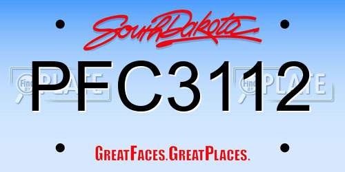 PFC3112 South Dakota License Plate