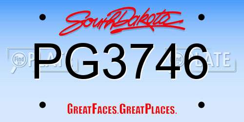 PG3746 South Dakota License Plate