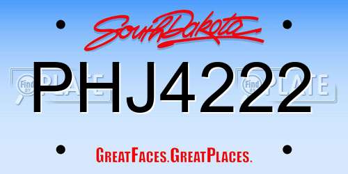 PHJ4222 South Dakota License Plate