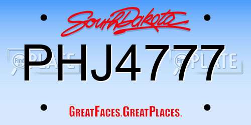 PHJ4777 South Dakota License Plate