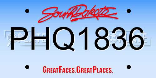 PHQ1836 South Dakota License Plate