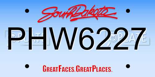 PHW6227 South Dakota License Plate