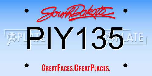 PIY135 South Dakota License Plate