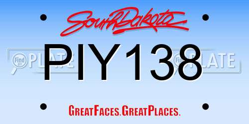 PIY138 South Dakota License Plate