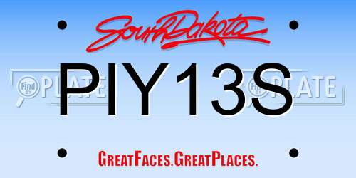 PIY13S South Dakota License Plate