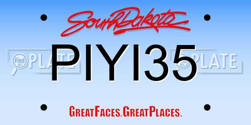 PIYI35 South Dakota License Plate