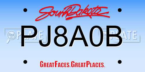 PJ8A0B South Dakota License Plate