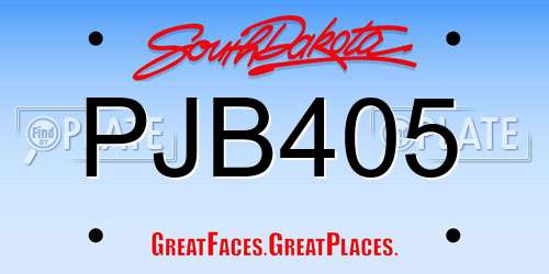 PJB405 South Dakota License Plate