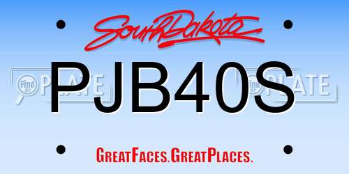 PJB40S South Dakota License Plate