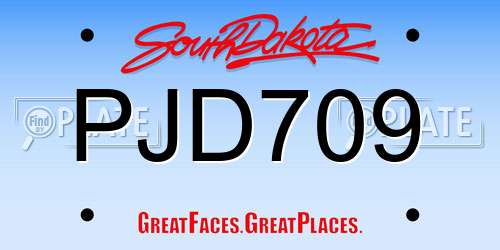 PJD709 South Dakota License Plate