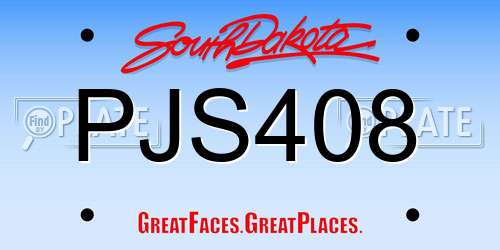 PJS408 South Dakota License Plate