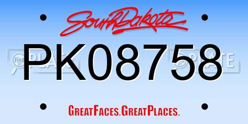 PK08758 South Dakota License Plate