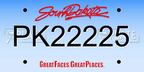 PK22225 South Dakota License Plate