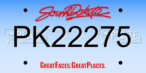 PK22275 South Dakota License Plate