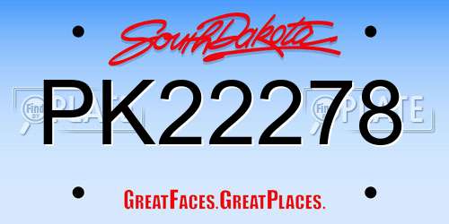 PK22278 South Dakota License Plate