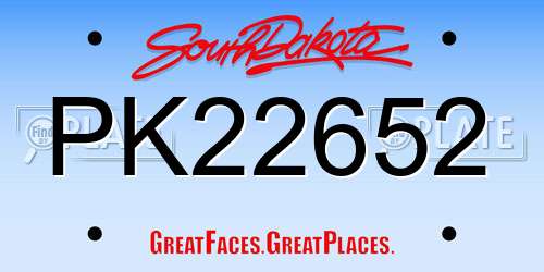 PK22652 South Dakota License Plate