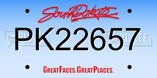 PK22657 South Dakota License Plate