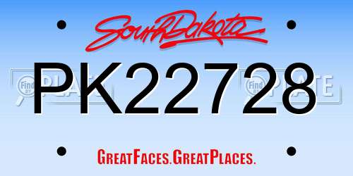 PK22728 South Dakota License Plate
