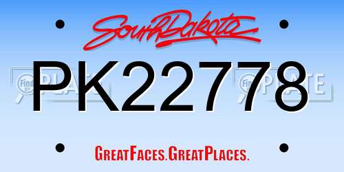 PK22778 South Dakota License Plate