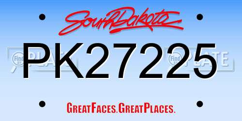 PK27225 South Dakota License Plate