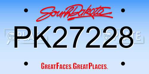 PK27228 South Dakota License Plate