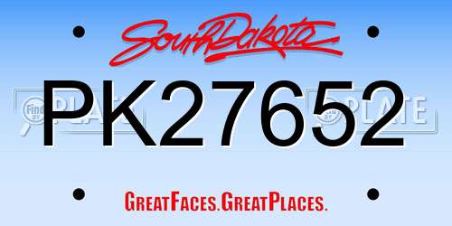 PK27652 South Dakota License Plate