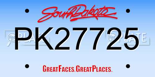 PK27725 South Dakota License Plate
