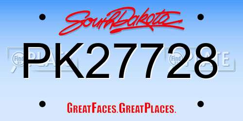 PK27728 South Dakota License Plate
