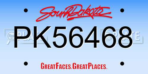 PK56468 South Dakota License Plate