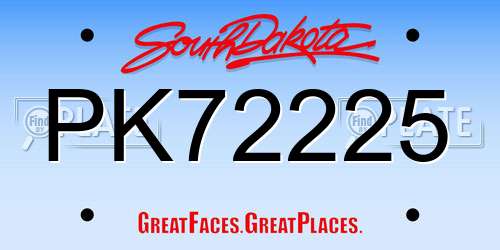 PK72225 South Dakota License Plate