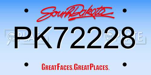 PK72228 South Dakota License Plate