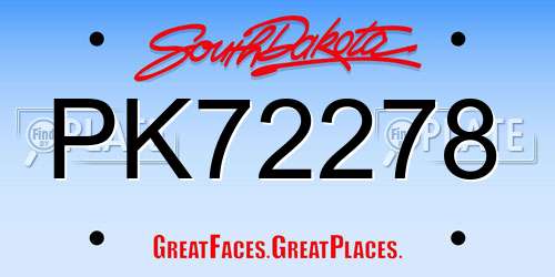 PK72278 South Dakota License Plate