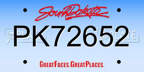 PK72652 South Dakota License Plate