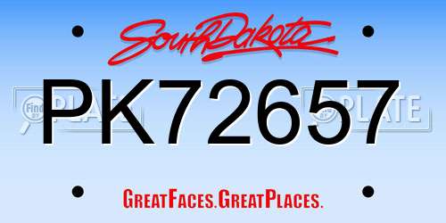 PK72657 South Dakota License Plate