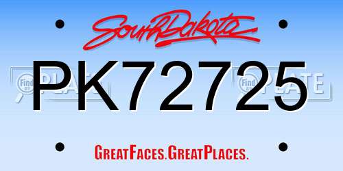 PK72725 South Dakota License Plate