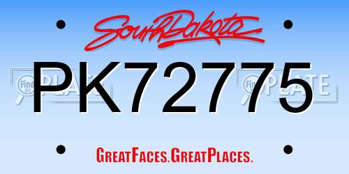 PK72775 South Dakota License Plate