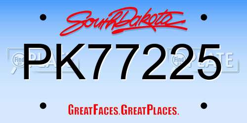 PK77225 South Dakota License Plate
