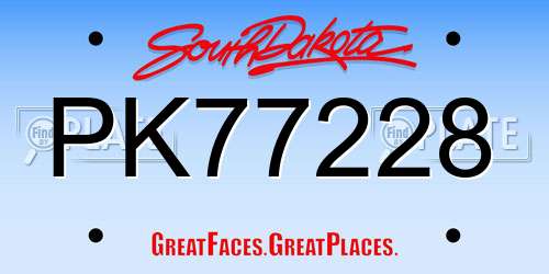 PK77228 South Dakota License Plate