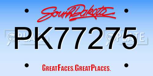 PK77275 South Dakota License Plate
