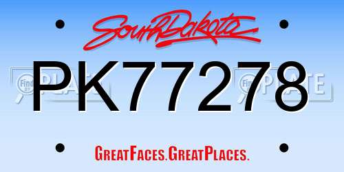 PK77278 South Dakota License Plate