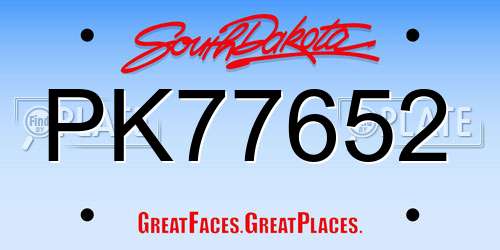 PK77652 South Dakota License Plate