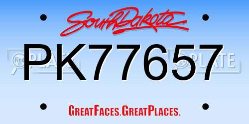 PK77657 South Dakota License Plate