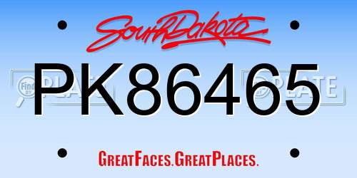 PK86465 South Dakota License Plate